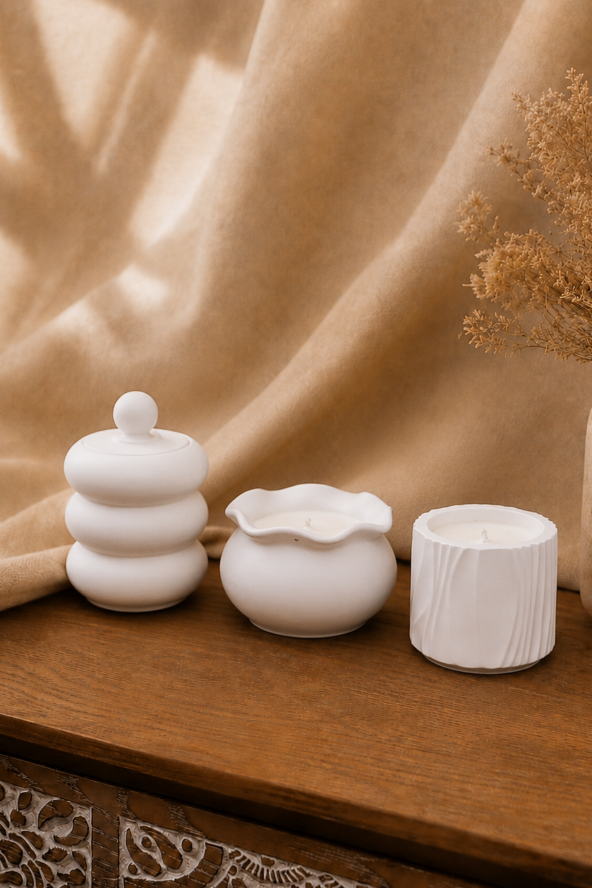 tres velas aromáticas refrescantes